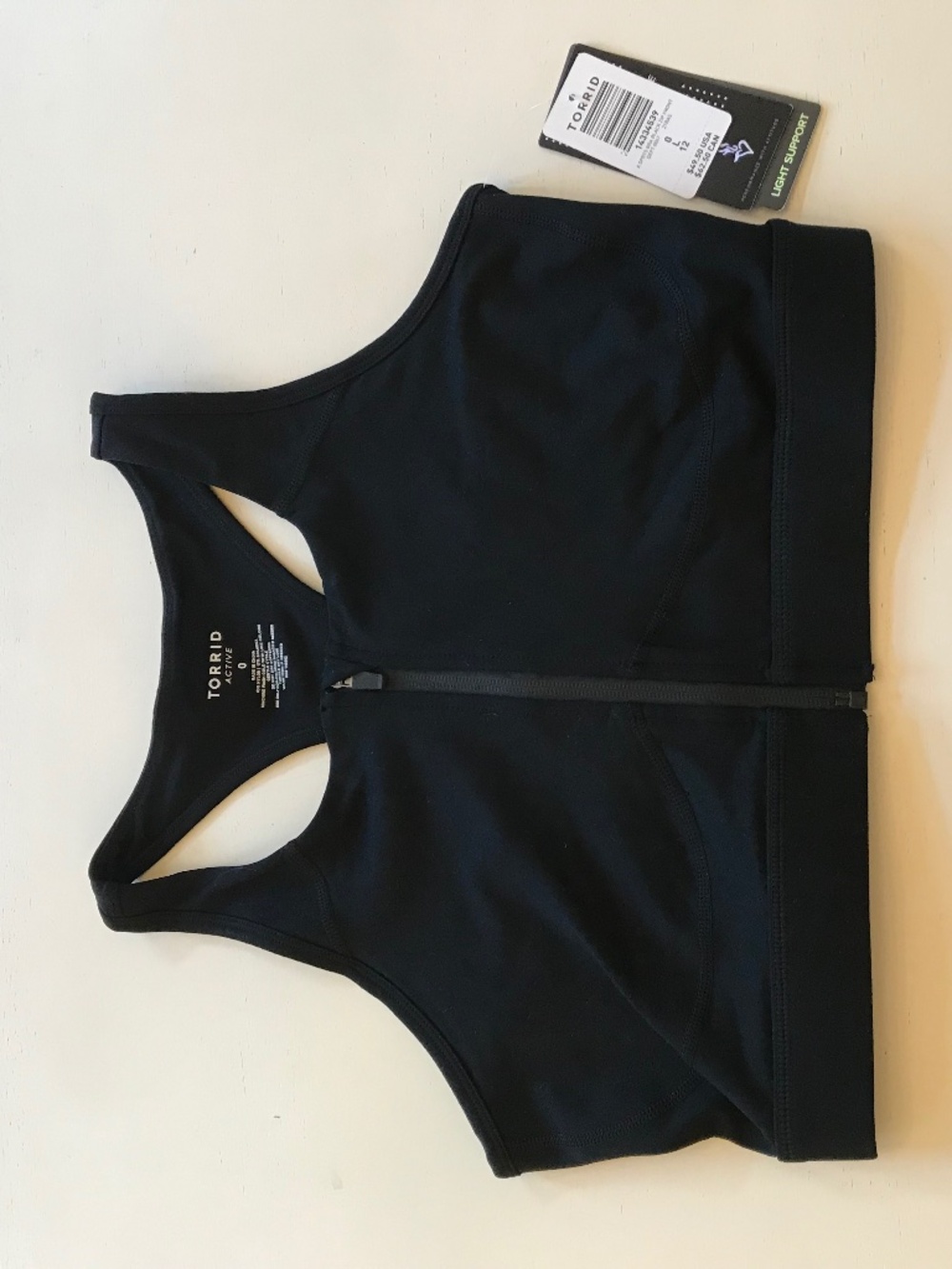 NWT TORRID TRU LOW-IMPACT WIRELESS ZIP-FRONT ACTIVE SPORTS BRA BLACK SIZE 12 - Picture 5 of 11